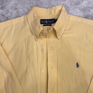 Ralph Lauren Men's Light Yellow Button Down Shirt